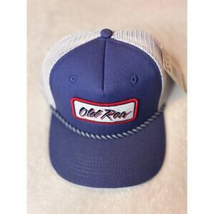 Old Row OSFM Mesh Snap Back Blue/White Nailhead Canvas Patch Trucker Hat NWTs